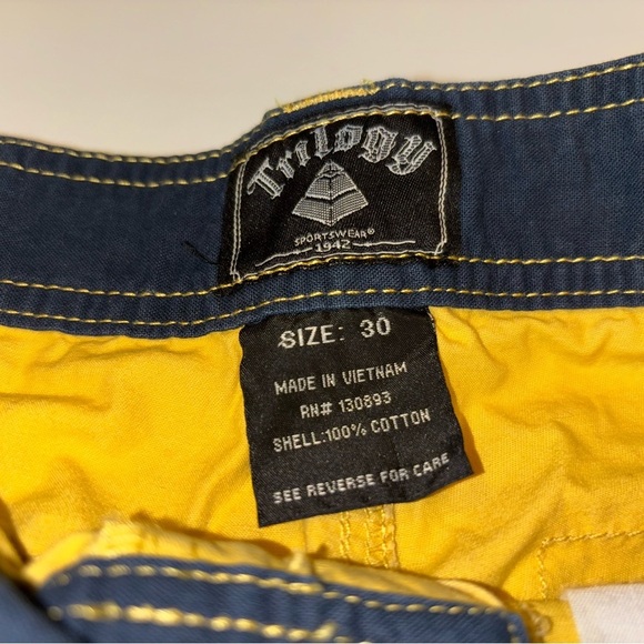 Trilogy Mens Yellow Cotton Cargo Shorts Size 30 - Picture 2 of 8